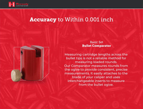 Bullet Comparator Basic Set for Lock N Load to Measure Seating Depth from Ogive to Base on Loaded Rounds with Seven Inserts