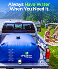 540L version of 1000L Portable Collapsible Water Bladder Tank For Camping And RV Use in pickup truck bed near campsite