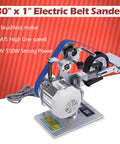 Heavy Duty 1X30 Belt Sander With 550W Motor And Stepless Speed Adjustment For Polishing Grinding And Tool Sharpening, side view of machine.