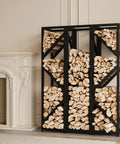 4 Tier Indoor Firewood Rack 47 Inch Tall Heavy Duty Log Holder For Fireplace Minimalist Black Design Space Saving Vertical Storage