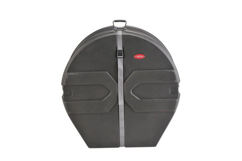 Built Like A Tank 16 X 30 Marching Bass Drum Case With Thick Cushioned Lining And Stackable Frame, front view with strap.