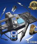 Pro Grade 75W Soldering Iron Station With LED Display, Two Helping Hands, Solder Roll, Brass Sponge With Flux, Wet Sponge