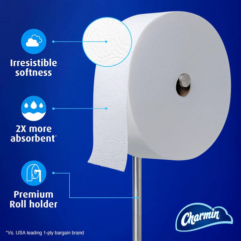 Ultra Soft Forever Roll Starter Kit With Brushed Stainless Steel Holder Includes Two Ply Forever Rolls For Long Lasting Comfort