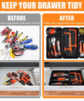 100 Pack Toolbox Organizer Trays And Drawer Dividers Set In 5 Sizes For Garage Home And Office Storage Black Plastic Bins After Installation