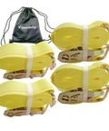 Heavy Duty Ratchet Tie Down Straps 2 Inch X 15 Feet With Reinforced Steel J Hooks 4 Pack bundled in yellow straps with hooks