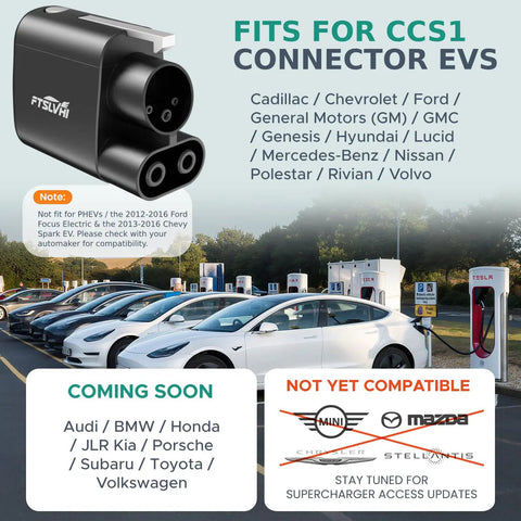 Image of Nacs To Ccs Combo One Dc Fast Charging Adapter Tesla Supercharger Compatible for various EVs at charging stations.