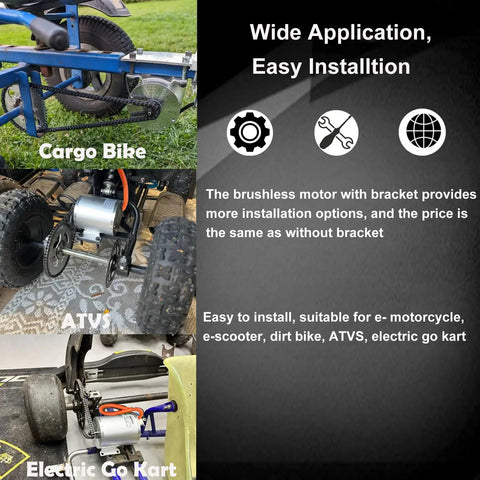 Beefy 72V 3000W Brushless DC Motor With Temperature Sensor on cargo bike, ATV, and go kart applications