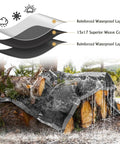 Heavy Duty Waterproof Camping Tarp 10x20 Ft Thick 16 Mil With 15x17 Weave Large Tear Resistant UV Protected covering logs