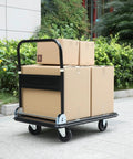 Foldable Push Cart Dolly With 600 Lb Capacity Heavy Duty Platform Truck 360 Degree Swivel Wheels flatbed steel cart carrying boxes