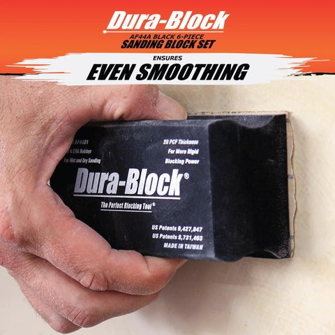 Six Piece Flexible EVA Foam Auto Body Sanding Block Kit for Wet or Dry Sanding used on car panel, hand holding block
