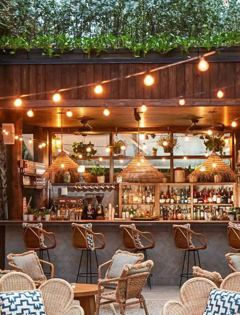 2 Pack 25Ft Outdoor Globe String Lights With 12 Plus 1 LED G40 Plastic Shatterproof Bulbs Waterproof IP65 Connectable over outdoor bar