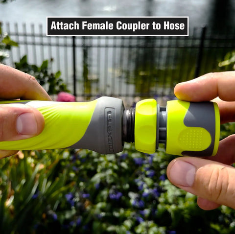 Attaching Garden Hose Quick Connect Fittings Kit With Flow Stop Couplers And Plug, 3-Piece Set to outdoor hose.