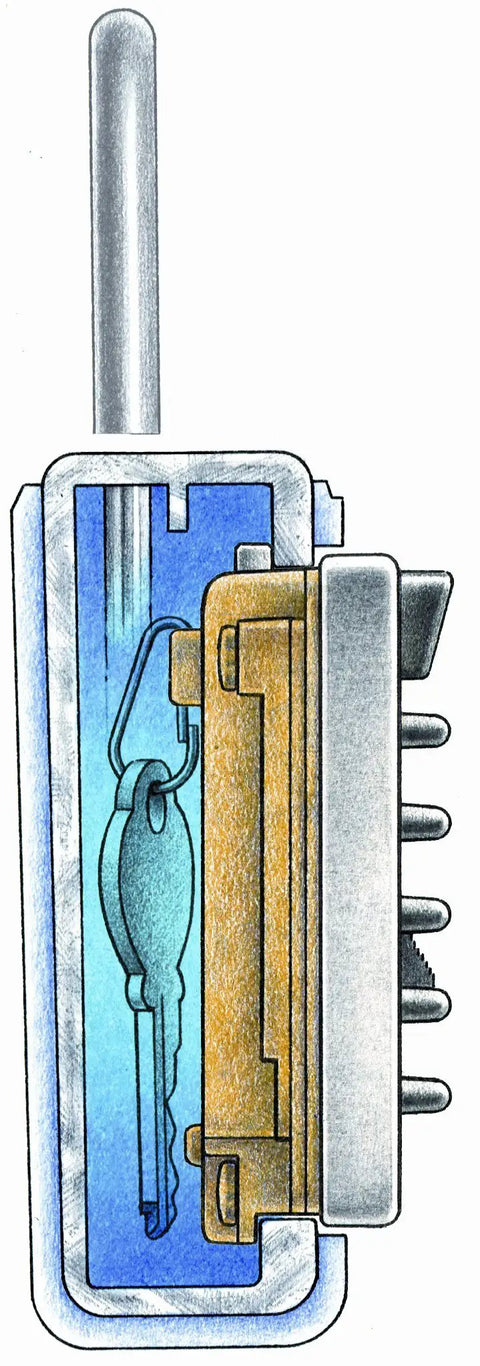 Cross-section of Portable Push Button Key Safe Box That Holds 3 Keys With Quick Access Lock For Real Estate Gigs Construction Sites