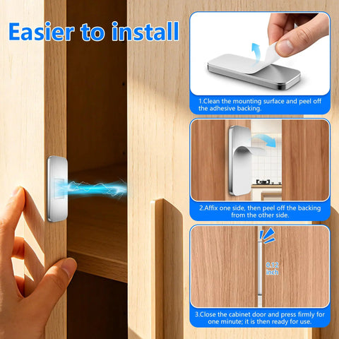 Ultra Slim Invisible Cabinet Door Magnets With High Adhesion No Drilling Required Strong Magnetic Catch installation process