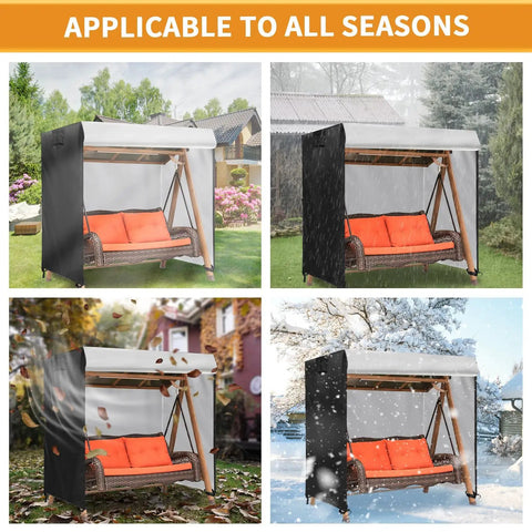All Weather Waterproof Outdoor Swing Cover For 3 Seater Patio Swing And Hammock Glider Chair, Heavy Duty 420D Oxford Fabric