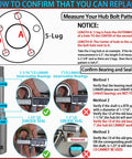 Diagram explaining measurements for Trailer Hub Kit 5 Bolt 4.5 Inch 2000 Lb Axle, including bolt pattern and bearing sizes.