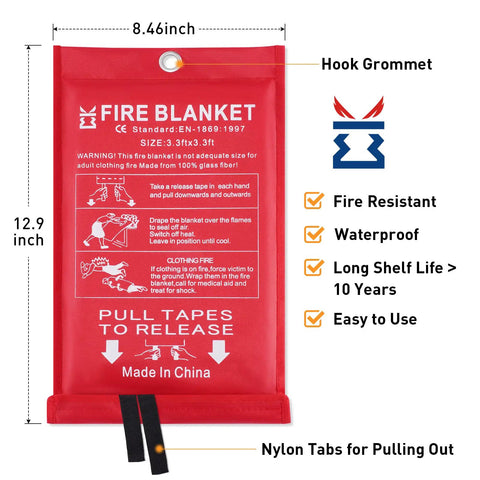 Kitchen Fire Blanket 4 Pack Emergency Safety Blankets Fiberglass Fire Suppression For Grease Fires Stoves Home Office Car Garage