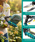 Heavy Duty Pruning Shears With Kinetic Swivel Handle For No Sweat Garden Trimming, Arthritis Friendly Bypass Clippers in use