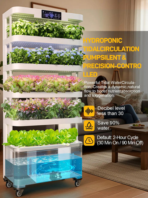 Massive Vertical Hydroponic Growing System With 148 Pod Indoor Garden Tower Full Spectrum Grow Lights