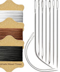 Upholstery Repair Kit With Waxed Thread In 3 Colors And Heavy Duty Needles Set Of 11 For Leather Canvas And Quilting Projects DIY Friendly