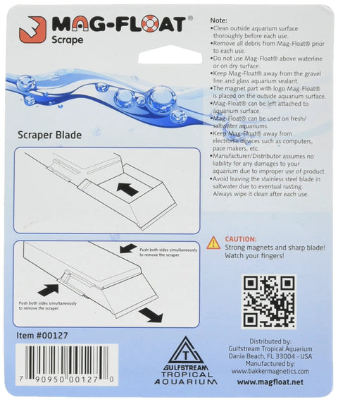 Packaging for Replacement Scraper Blades For Small And Medium Glass Aquarium Cleaners 2 Pack with assembly instructions