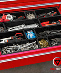Open drawer with Extra Large Tool Box Organizer Tray Set 12 Piece Divider Kit With Non Slip Trays In 4 Sizes For Rolling Tool Chest Drawers