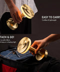 Portable Dope LED Table Lamp With Touch Sensor shown in gold, easy to carry and compact for travel, fitting into a bag