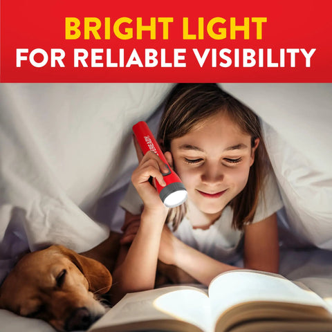 Child reading under blanket with 3 Pack LED Flashlights For Emergencies And Camping Gear, Ultra Bright Handheld Lights With AA Batteries