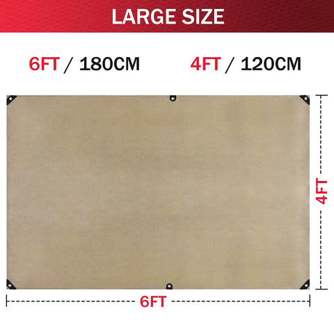 Two Pack 4x6 Ft Welding Blankets, Beefy Heavy Duty Fiberglass Heat Resistant Fabric That Withstands Up To 1022F shown flat.