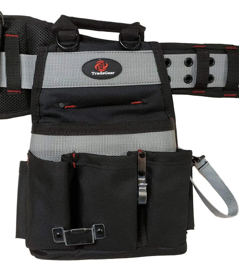 Electrician's Belt And Bag Combo Heavy Duty Tool Belt With 27 Pockets Pouches And Suspender Loops, comfort fit, XL to 3XL.