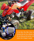 Red ATV with PZ19 Carburetor Kit, air filter, throttle grip, and cable for 50cc-125cc Chinese kids ATV dirt pit bike go kart.