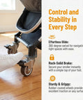 Foot activating brake on Four Pack 1.5 Inch L Shaped Silent Rubber Caster Wheels with 360 Degree Swivel Plate for strollers