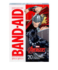 Totally Kid Approved Marvel Themed Bandages For Minor Scrapes And Cuts With Iron Man Hulk Captain America And More Decorative Adhesive Bandages For Daily Wound Care 20 Count Assorted Sizes, featuring Thor and Black Panther on the box.