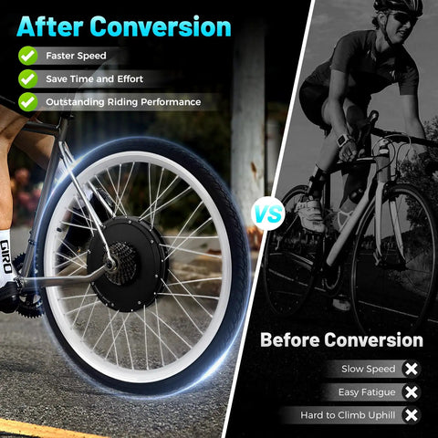 26 Inch Electric Bike Conversion Kit 48V 1000W Rear Hub Motor With 460 RPM PAS Sensor And LCD Display for improved bike performance