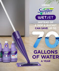 WetJet Floor Cleaner Refill With Gain Scent For Multi Purpose And Hardwood Floors, Pre Mixed Liquid Floor Cleaner Solution That Cuts Dirt And Sticky Messes, 42.2 Fl Oz Each, Pack Of Two bottles and mop display