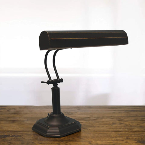 Piano Mate Dark Bronze Piano Lamp With 16.5 Inch Tall Body And 13 Inch Shade, Dope Desk Lighting For Home Or Studio, E27 Socket