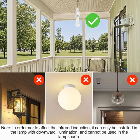 PIR Motion Sensor Light Socket E26 E27 Smart Lamp Holder Auto On Off For Garage Basement Porch And Storage Room, No Tools Needed, Easy Screw In Install, Turns Any Bulb Into Motion Activated Lighting, 1 Pack in porch light fixture