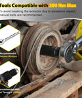 22mm Deep Lug Nut Extractor Socket One Half Inch Drive Beefy Heavy Duty Tool For Seized Bolts in use with ratchet wrench