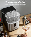 Countertop Nugget Ice Maker With Self Cleaning And Ice Scoop Pebble Ice Machine Delivers Soft Chewable Ice In About 7 Minutes