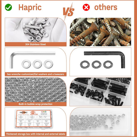 Comparison of 172 Piece M6 Screws Assortment Kit For DIY Projects And 3D Printers Including M6 Sizes 8mm 10mm 12mm 16mm 20mm 25mm 30mm 35mm 304 Stainless Steel Hex Socket Head Screws With Nuts Bolts And Washers Set and rusted screws