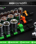 18 Piece Socket Organizer Set With Quarter Inch 96 Clips Three Eighths Inch 90 Clips And Half Inch 72 Clips For Tool Box Drawer