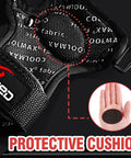 Close-up of impact resistant wrist guard's cushioned interior and sweat wicking pads with ABS bone shell for skating and motocross