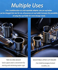 Premium Adjustable 2 In 1 Cup Holder Expander For Tesla Cybertruck Console Drink Stand With Straight Up Heavy Duty Grip No Nonsense Stability Built Tough Accessory, showing dual cup holder design.