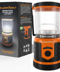 Blazin' Bolt 400 Lumen Rechargeable Lantern with packaging box, showcasing sturdy design and bright light, for camping and emergencies.