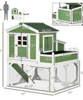 Front view of 49 Inch Chicken Coop With Garden Space And Outdoor Run Cage Weatherproof Hen House for 2 to 4 birds, green and white.
