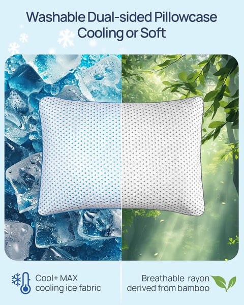 Ultra Compact Cooling Memory Foam Travel Pillow For Airplanes And Cars with dual-sided cooling and soft bamboo cover
