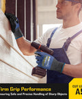 Ultra Tough ANSI A9 Cut Resistant Work Gloves With Touchscreen Microfoam Nitrile Coating in use for construction work