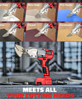 Cordless Sheet Metal Cutter Nibbler With 221 Foot Pounds Of Torque Cuts 18 Gauge Steel Smoothly; shows versatility with different materials.