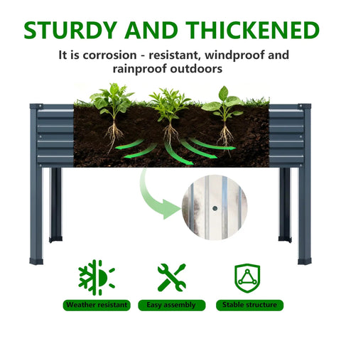 Heavy Duty Galvanized Raised Garden Bed With Legs For Outdoor Use 48 By 18 By 30 Inches Two Pack Metal Planter Box For Backyard