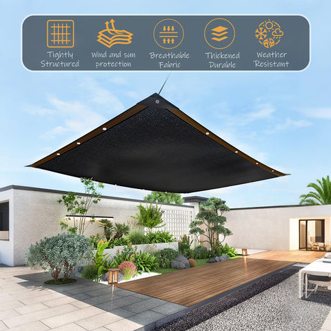 40 By 50 Feet Black Shade Cloth Mesh Tarp With Grommets For Outdoor Patio Garden Carport Chicken Coops Backyards Plant Cover Ninety Percent Shade Coverage Heavy Duty Sun Shade Netting over modern patio